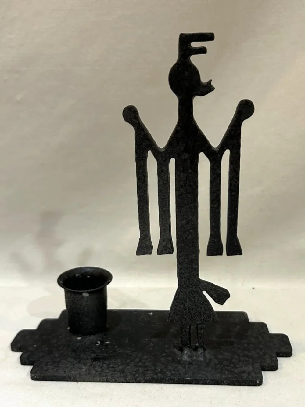 Quiet Bear Art Steel Metal Candle Holder Birdman Tribal Figurine by Ken Webb
